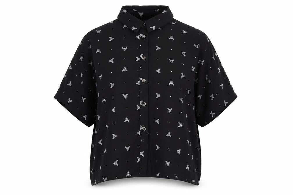 Topshop Women's Black Button-Up Shirt Size 8