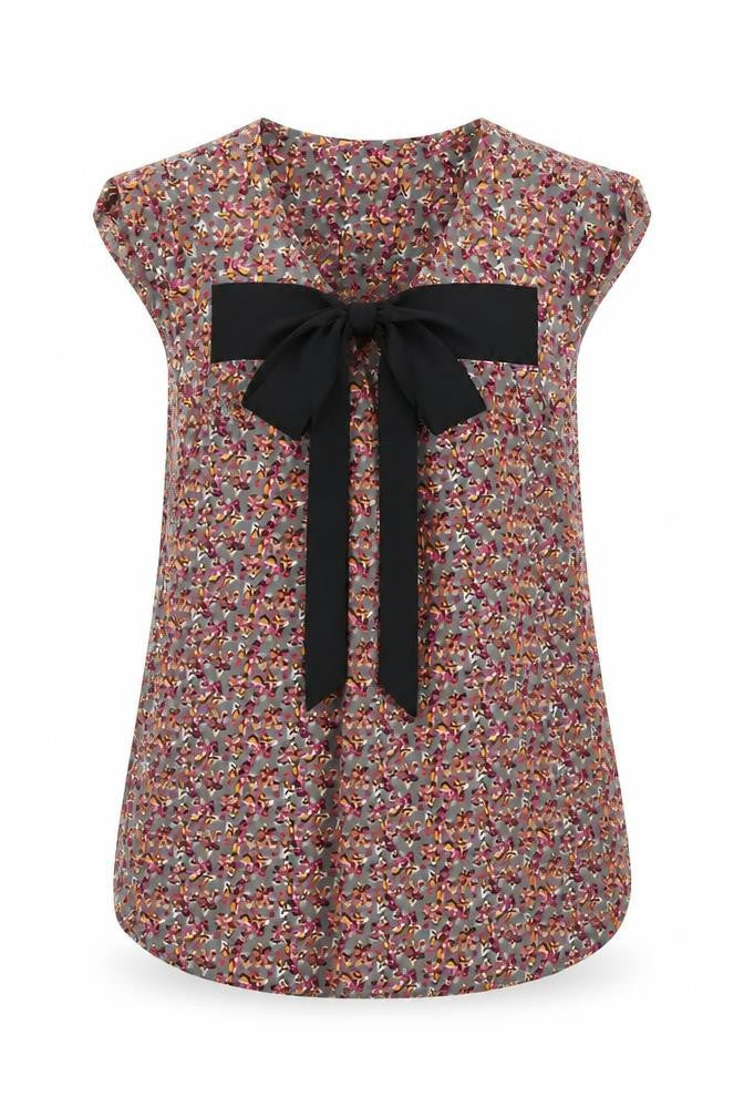 Vero Moda Women's Floral Bow Blouse, Multicoloured, M
