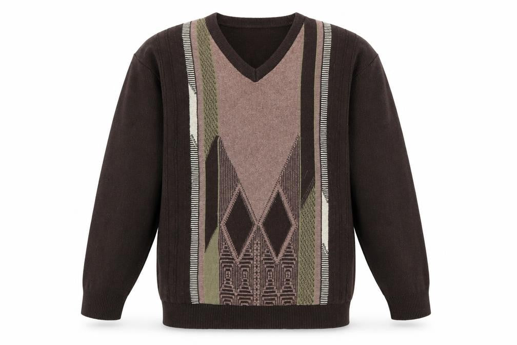 Greenwoods Men's Brown Pullover Jumper, L, V-Neck