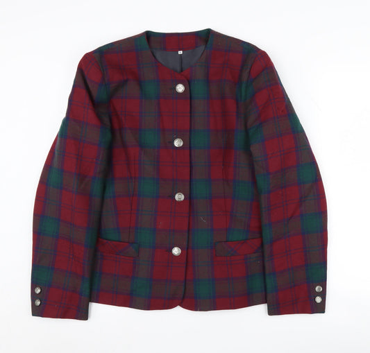 Edinburgh Heritage Women’s Red Plaid Wool Blazer Size 14