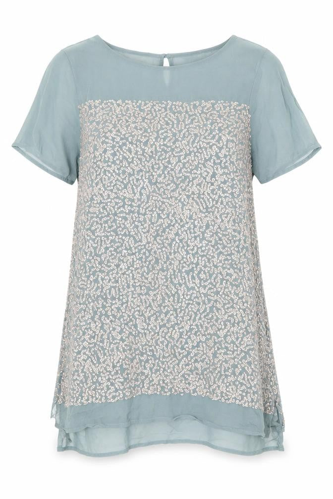 Next Women's Green Sequin Tunic UK 12 Short Sleeve