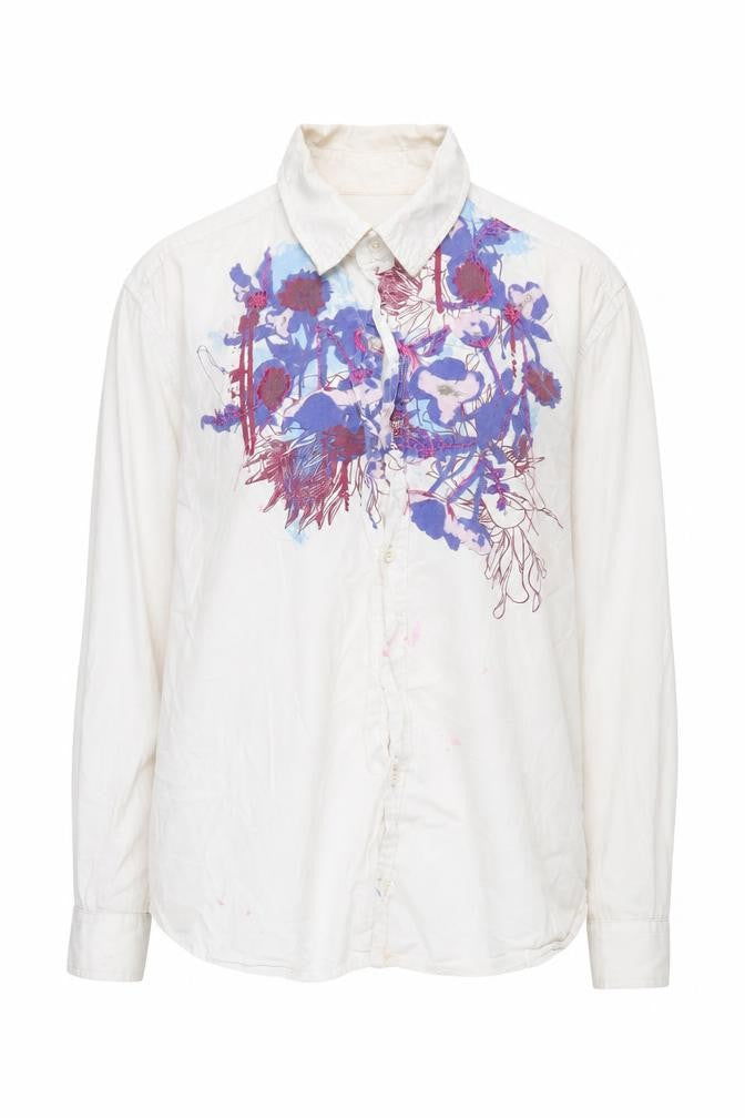 Joe Browns Unisex White Floral Button-Up Shirt L