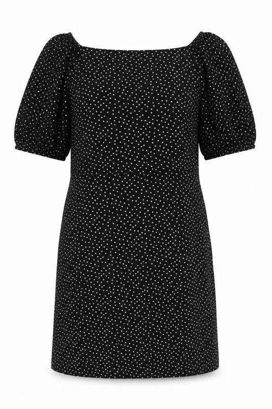 Front view of Red Herring Women's Black Polka Dot Shift Dress, size 12
