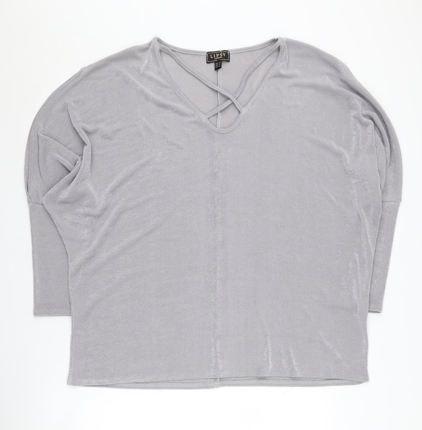 Lipsy Women's Grey V-Neck Pullover Jumper Size 18