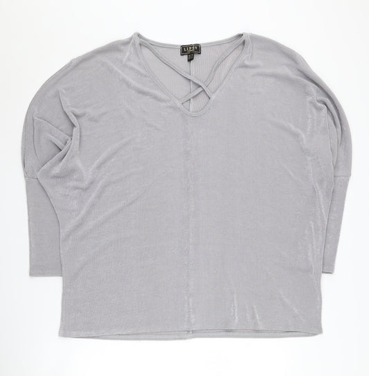 Lipsy Women's Grey V-Neck Pullover Jumper Size 18