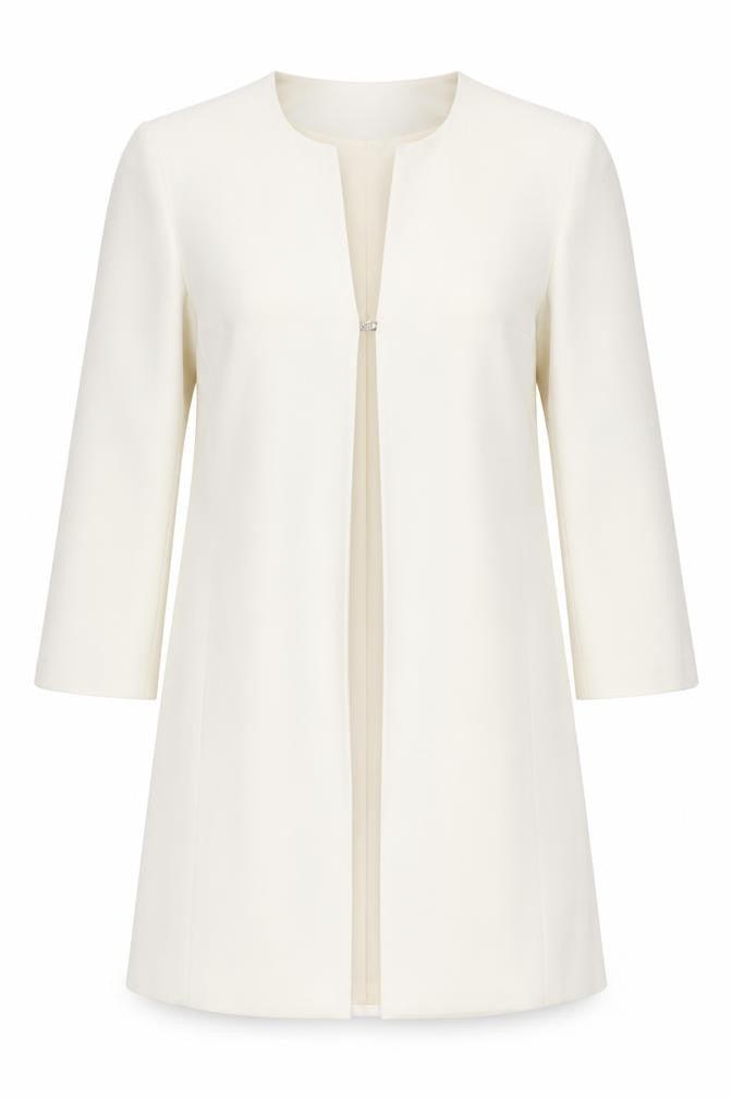 Fashion Extra Women's Ivory Mid-Length Suit Jacket Size 14