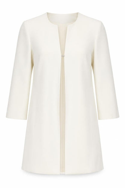 Fashion Extra Women's Ivory Mid-Length Suit Jacket Size 14