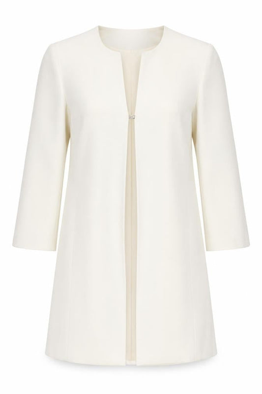Fashion Extra Women's Ivory Mid-Length Suit Jacket Size 14