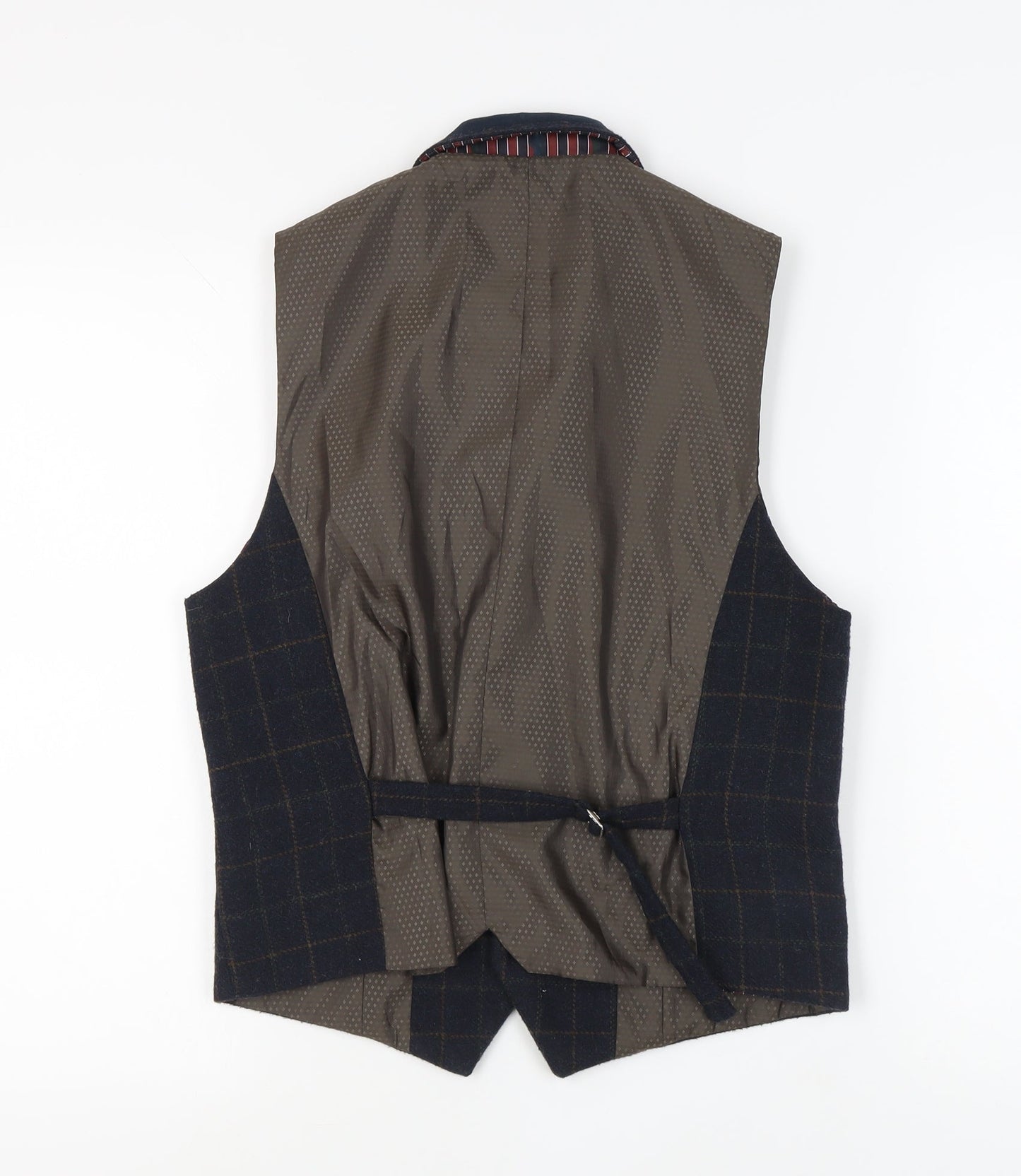 Cavani Men's Blue Check Suit Waistcoat Size S