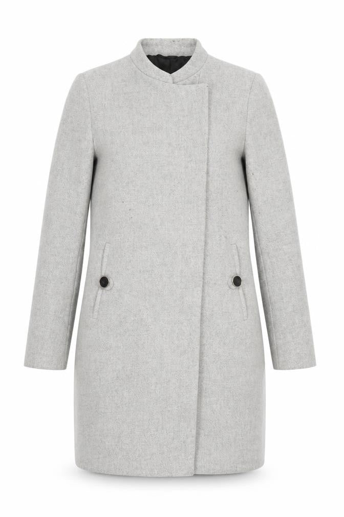 Mango Women's Grey Long Coat XS - Classic Wool Blend