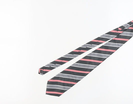 Homme Men's Black Striped Silk Tie Handmade