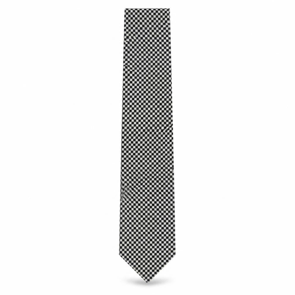 James Meade Men's Black & White Geometric Silk Tie