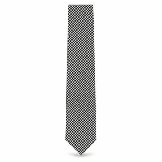 James Meade Men's Black & White Geometric Silk Tie
