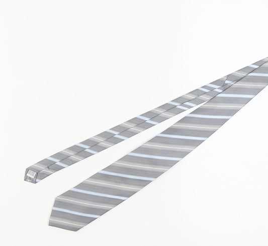 Bäumler Men's Grey Striped Silk Tie, One Size