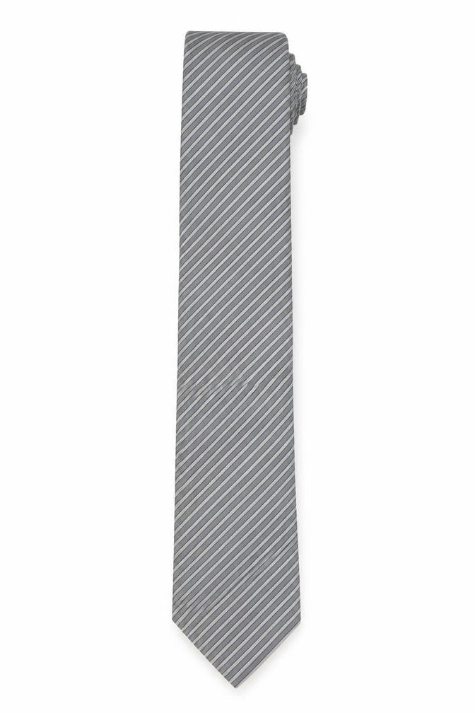 Calvin Klein Men's Grey Silk Striped Tie, One Size