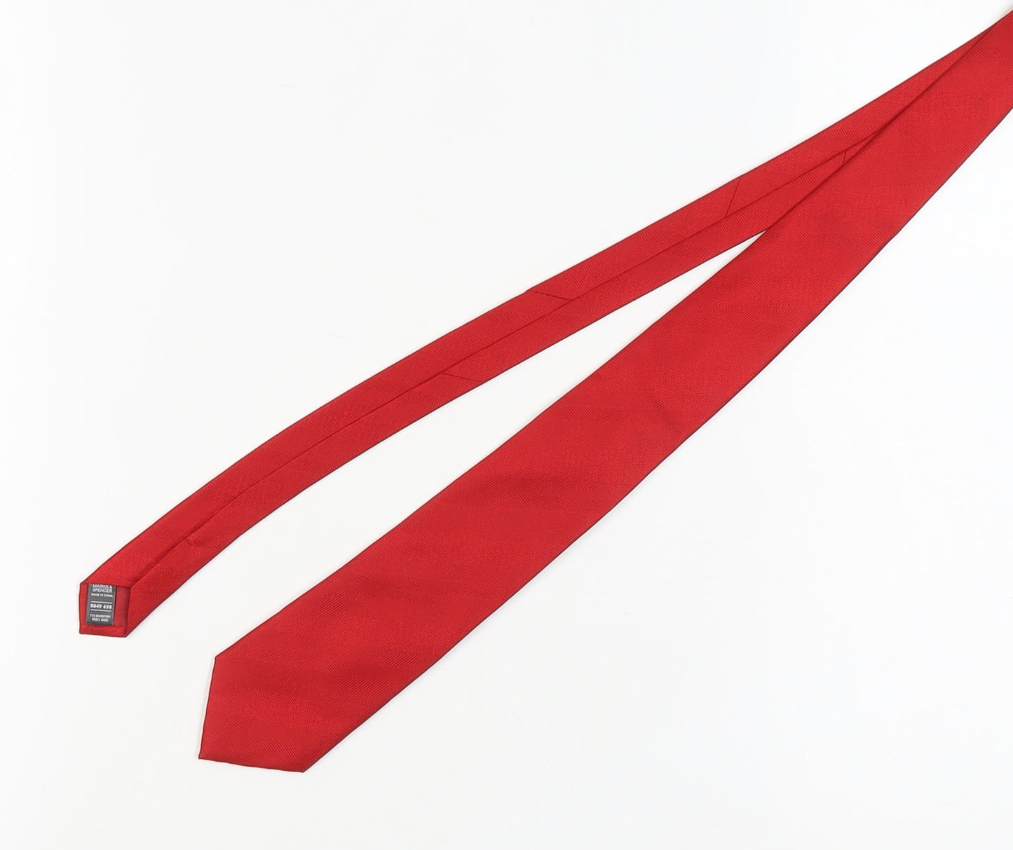 Marks and Spencer Men's Red Silk Tie, One Size