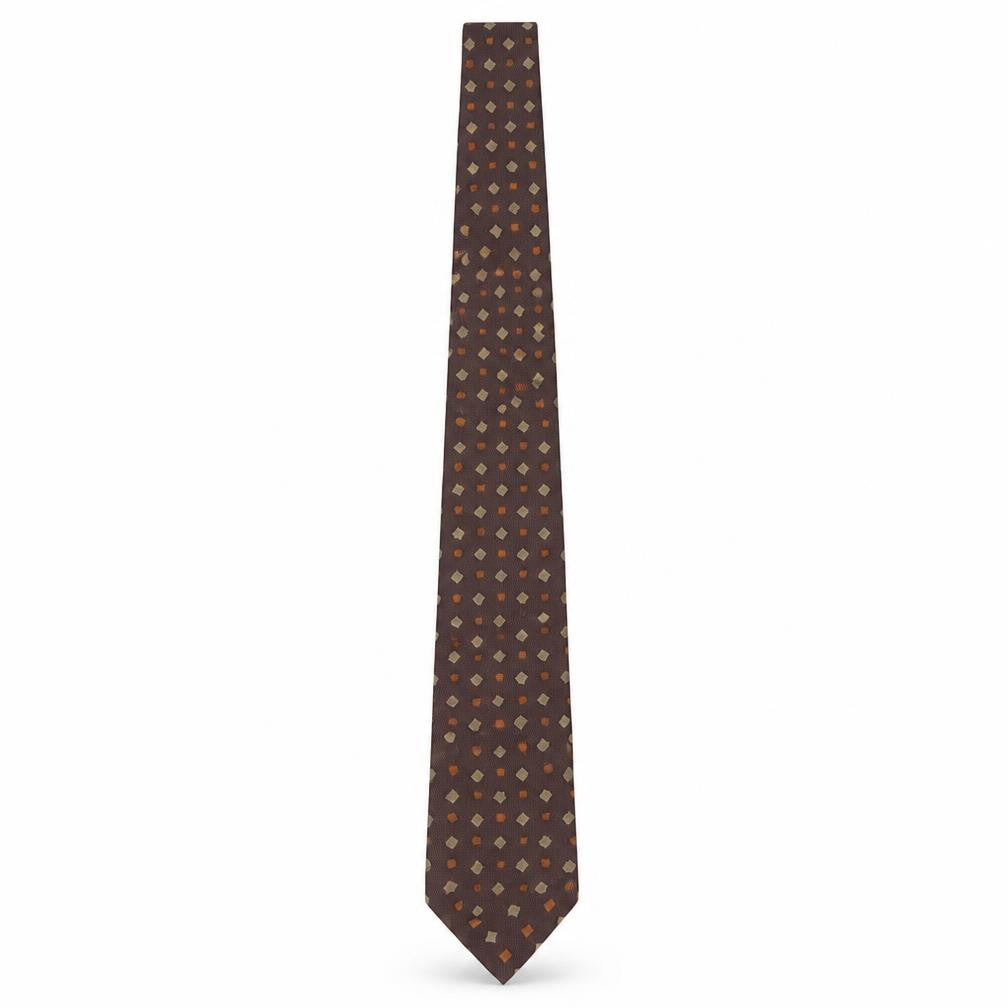 Olive Men’s Brown Geometric Handmade Tie One Size