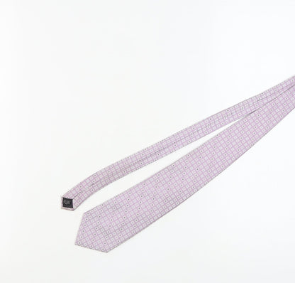 Additional front view of Thomas Nash Men's Purple Geometric 100% Silk Tie