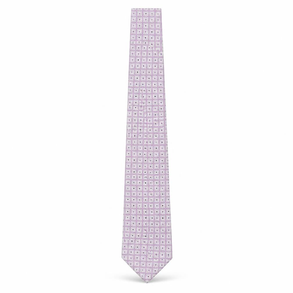 Thomas Nash Men's Purple Geometric 100% Silk Tie