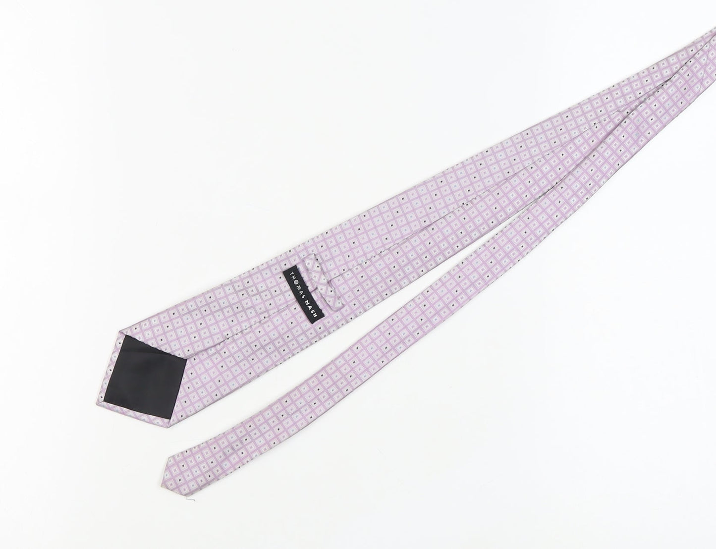 Thomas Nash Men's Purple Geometric 100% Silk Tie