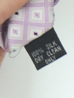 Brand and care label for Thomas Nash Men's Purple Geometric 100% Silk Tie