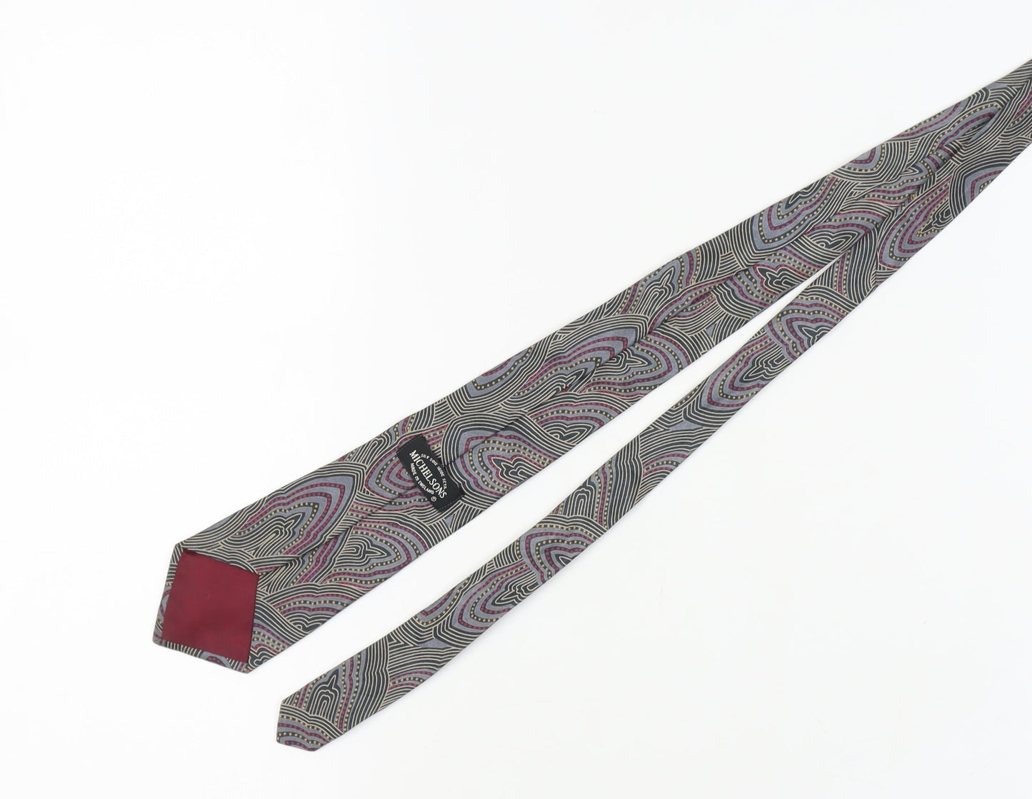 Michelsons Men's Grey Silk Geometric Tie