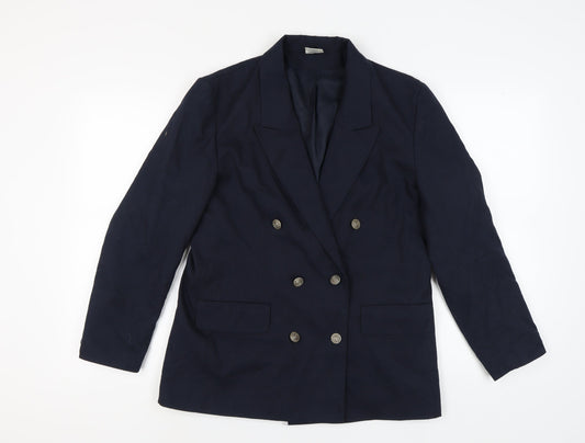 Amari Women's Blue Double-Breasted Suit Jacket Size 14