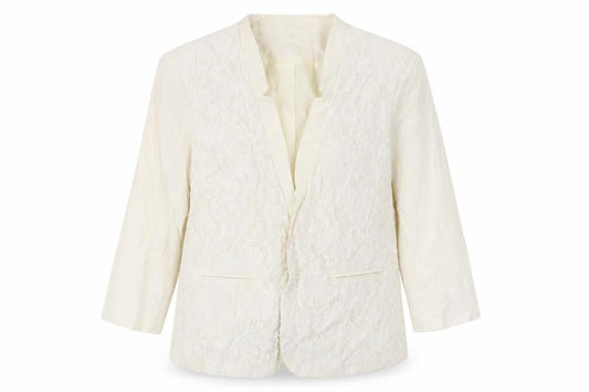 Bonmarché Women Ivory Blazer, Size 16, Lace, 3/4 Sleeve