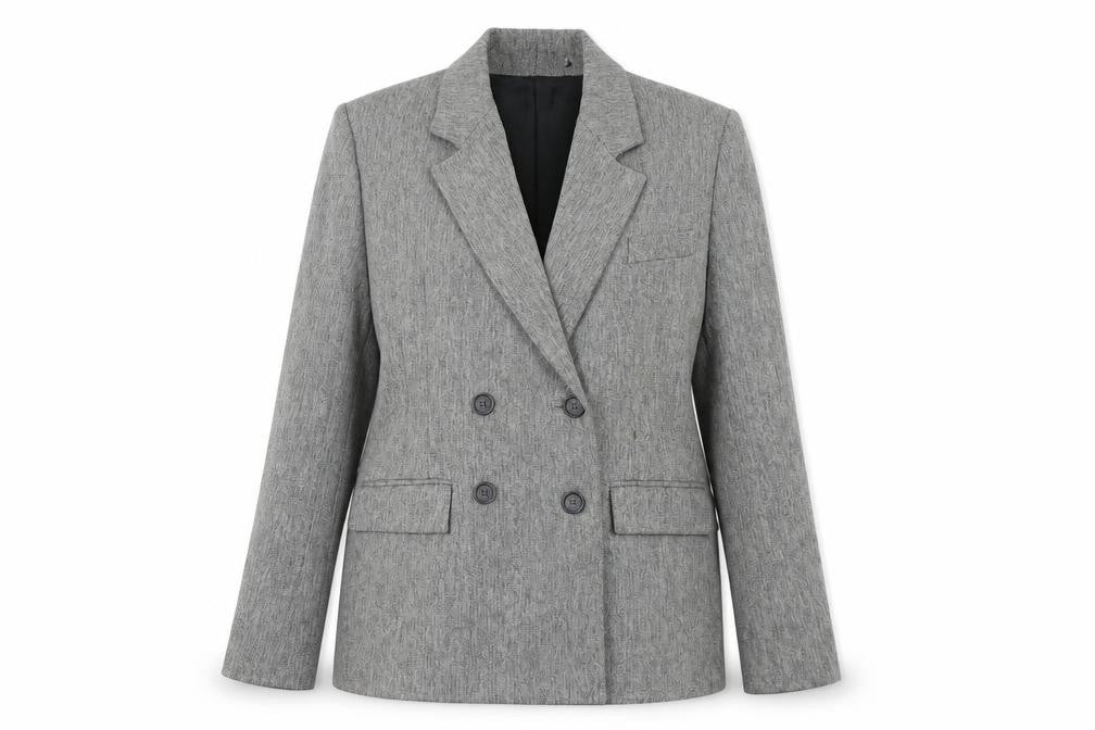 Yumi Mazao Women's Grey Tweed Blazer, Size 14