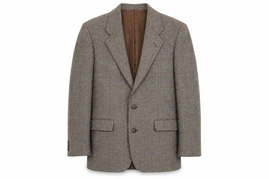 Greenwoods Men's Grey Tweed Blazer, 40R Herringbone, Vintage