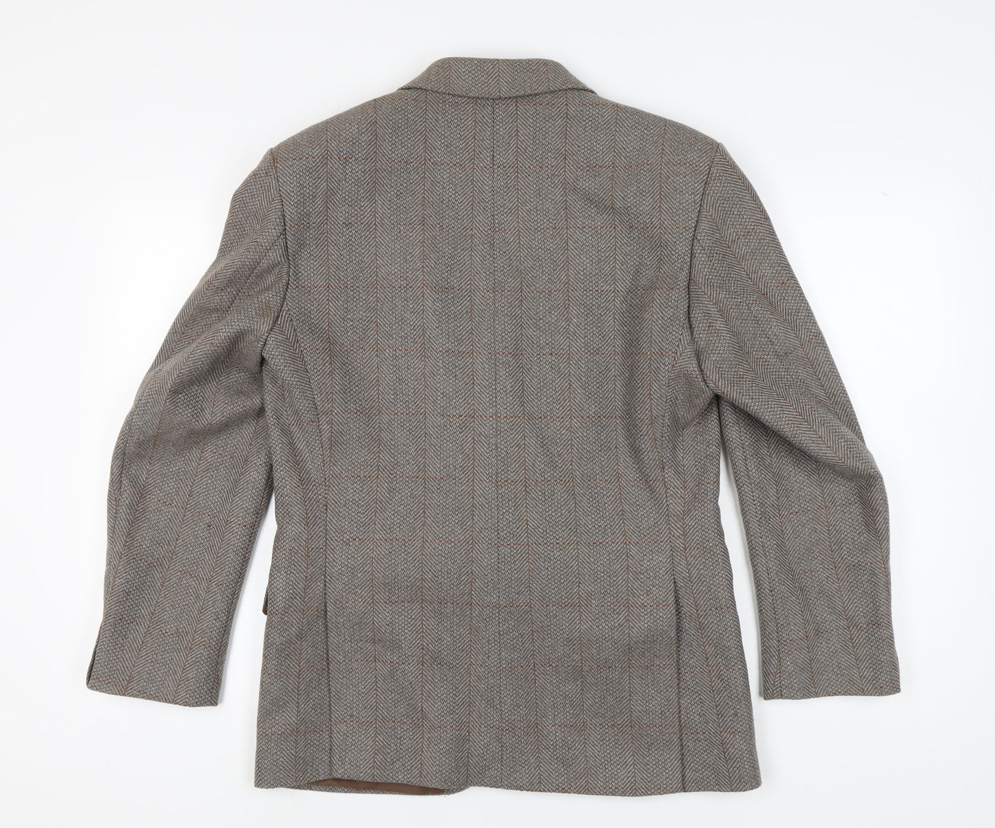 Greenwoods Men's Grey Tweed Blazer, 40R Herringbone, Vintage
