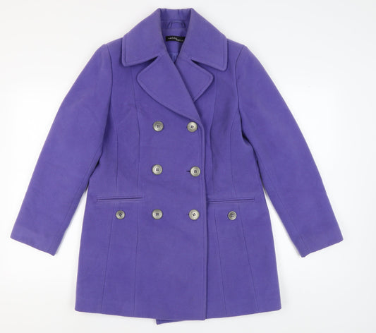 Wardrobe Essentials Women Purple Pea Coat Size 12
