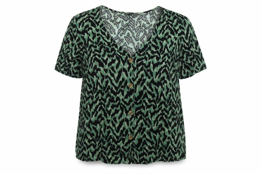 Vero Moda Women's Green Black Animal Print Blouse Size 16