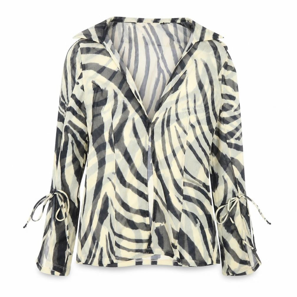 H&M Women's Multicoloured Animal Print Blouse - Size 12