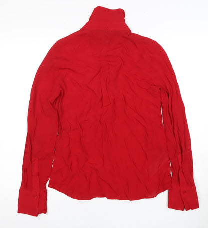 Mango Women's Red Collared Blouse Size 2 Viscose
