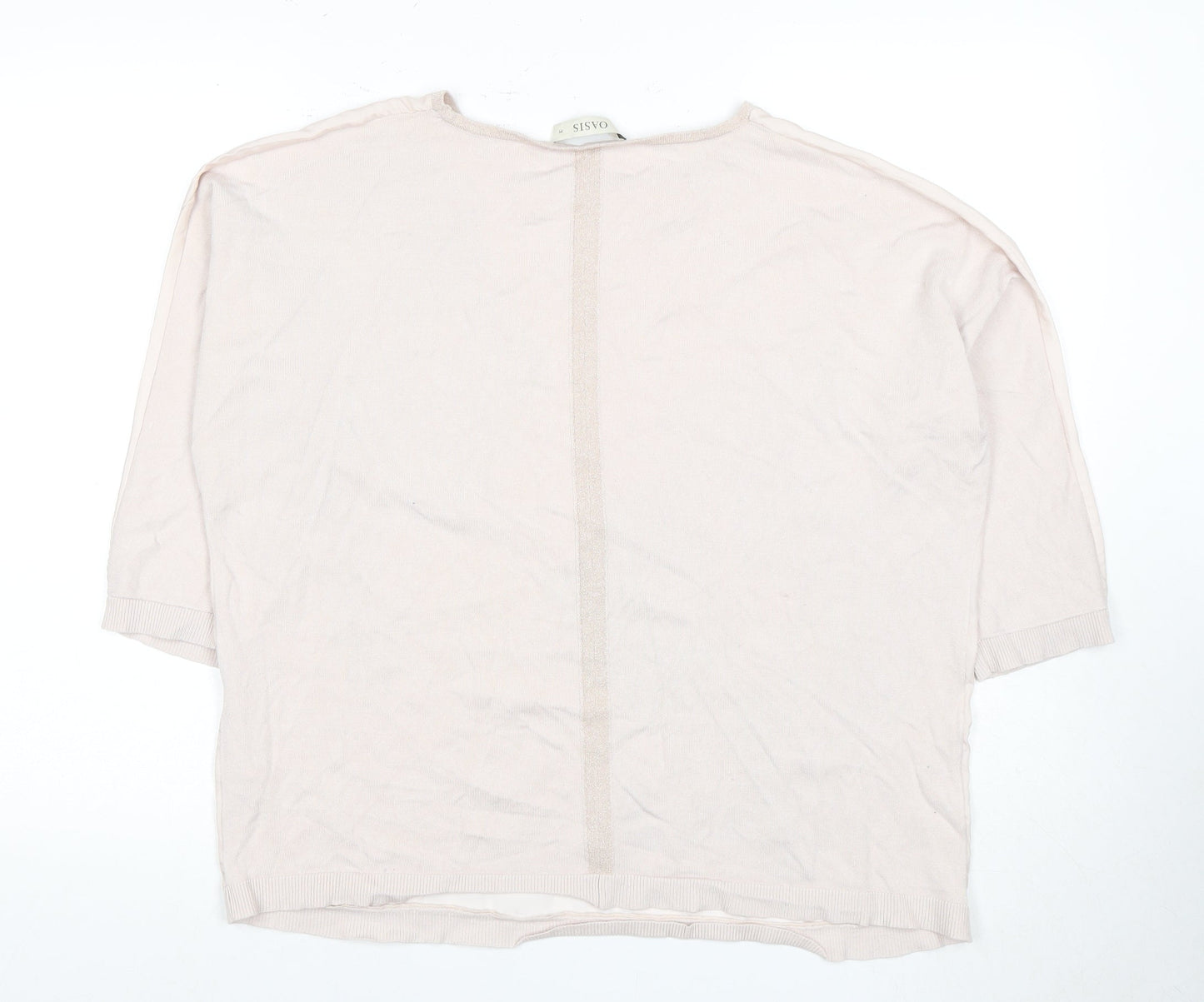 Oasis Women's Beige Floral 3/4 Sleeve T-Shirt - Medium