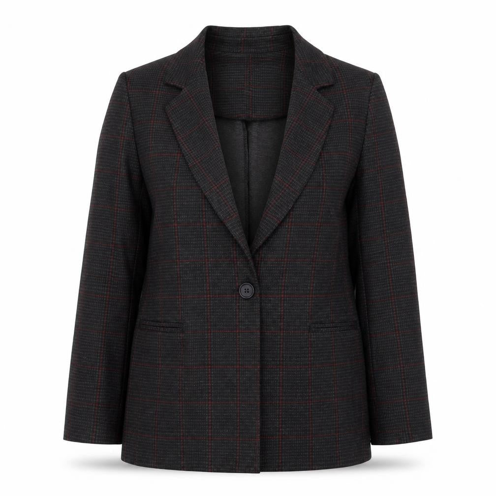 New Look Women's Black Plaid Blazer Size 12