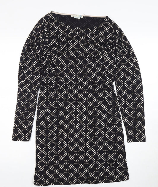 Belam Women Black Geometric Shift Dress Size 6