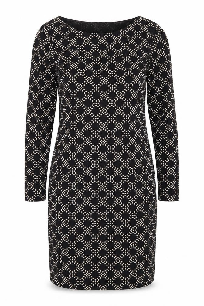 Belam Women Black Geometric Shift Dress Size 6
