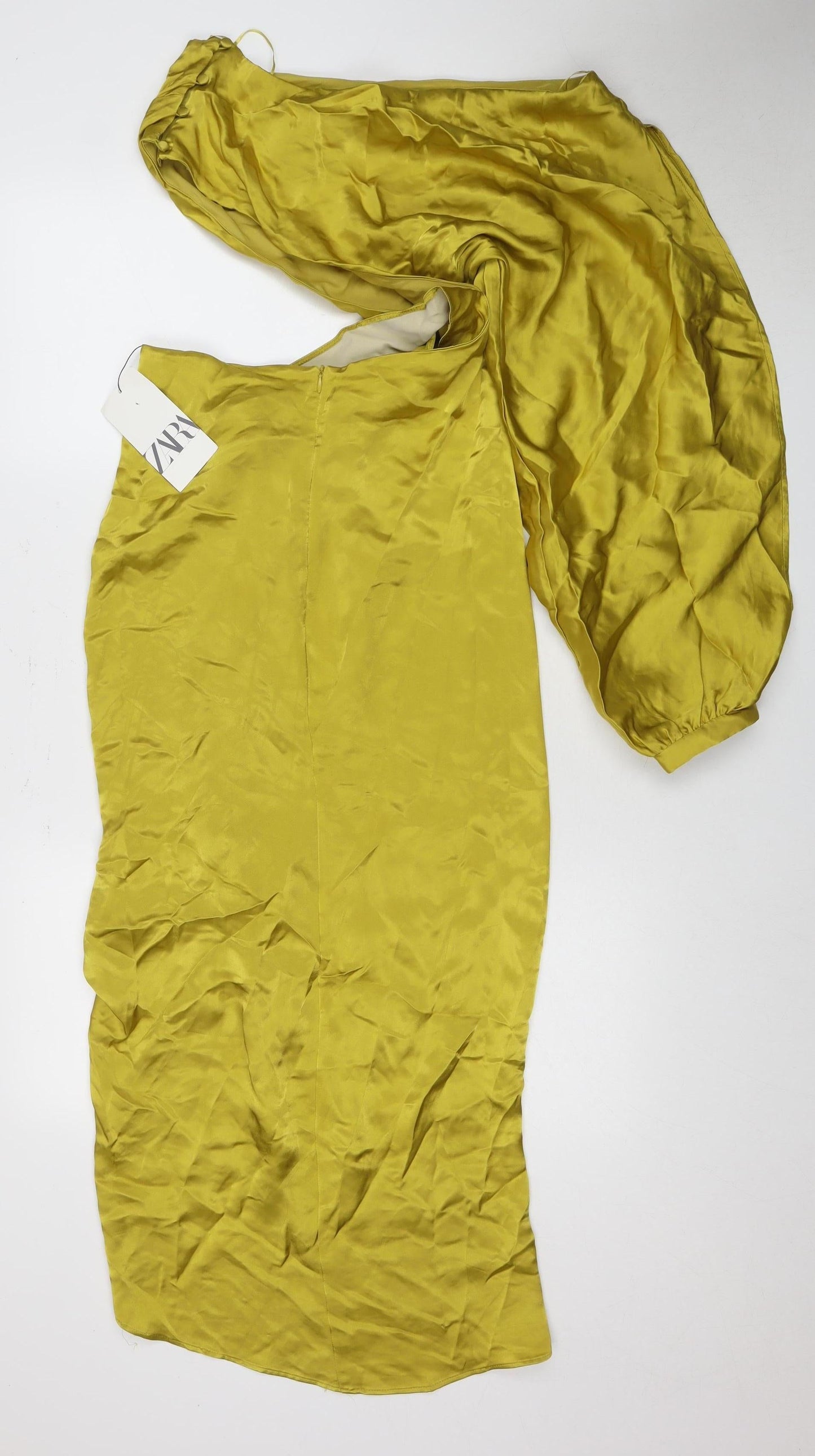 Zara Women's Green Satin Dress Size 12