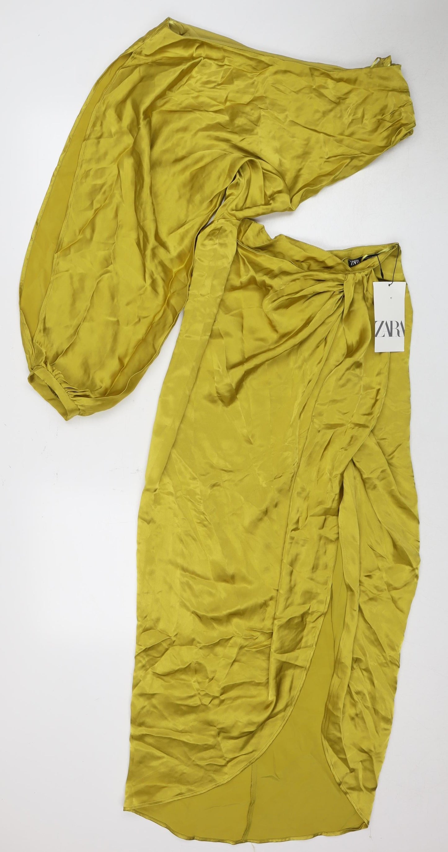 Zara Women's Green Satin Dress Size 12