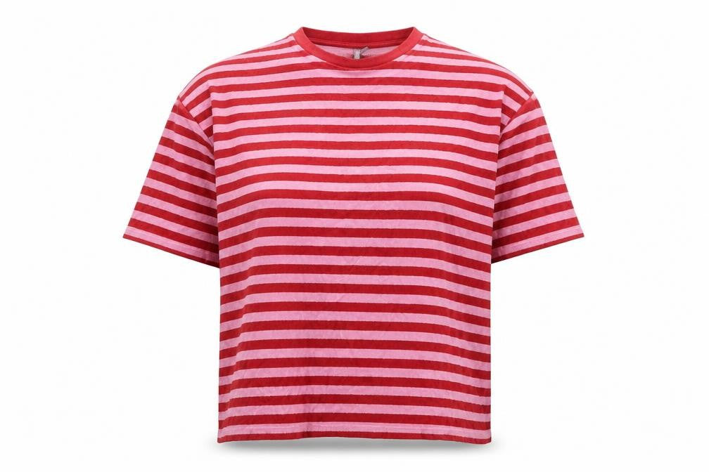 ASOS Women's Red Striped T-Shirt, Medium, Short Sleeve