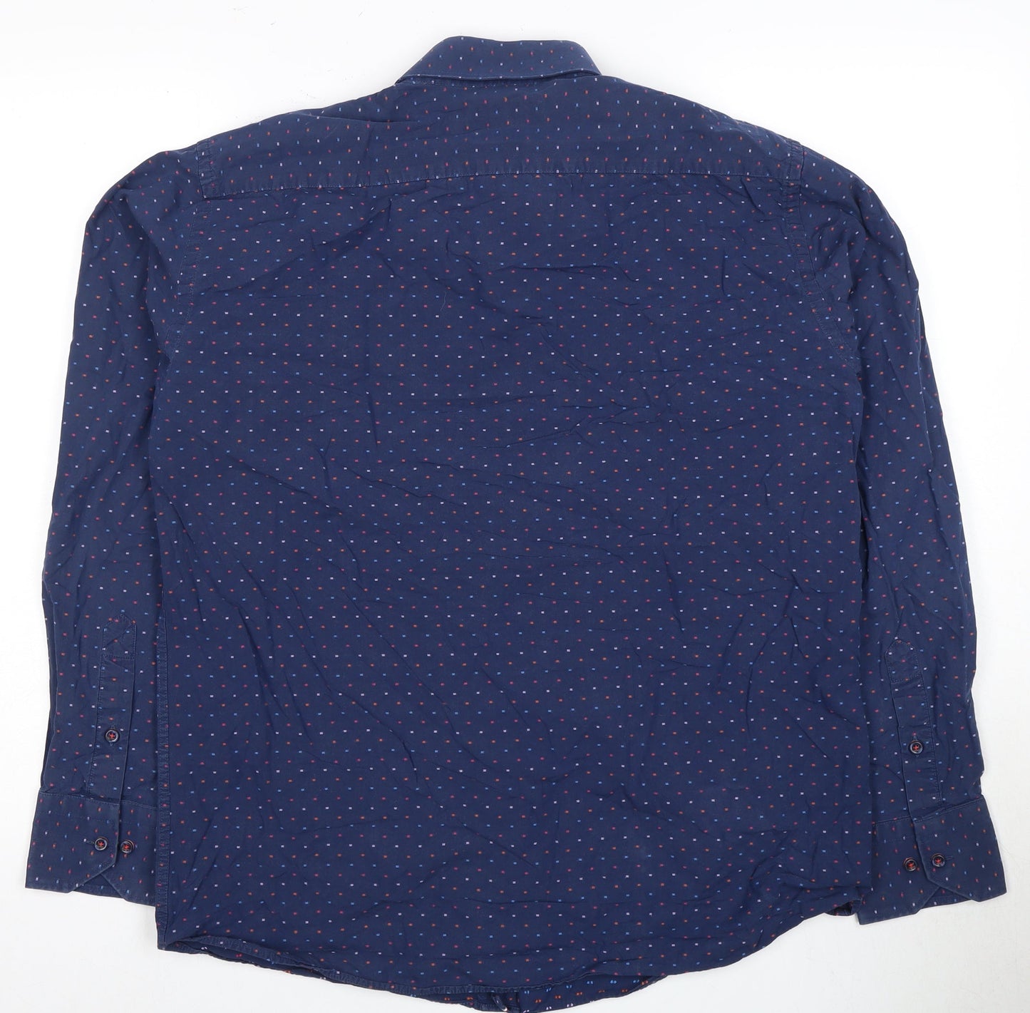 Claudio Lugli Men's Blue Long Sleeve Cotton Dress Shirt L