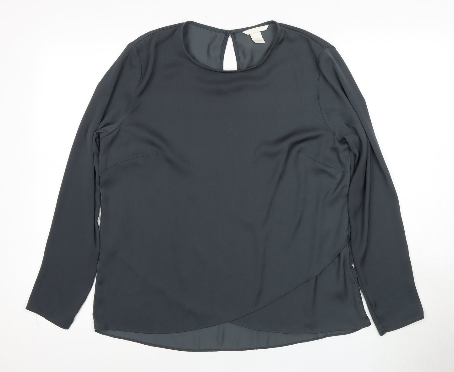 H&M Elegant Women's Black Blouse, Size 14, Long Sleeve