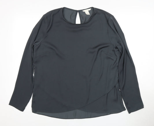 H&M Elegant Women's Black Blouse, Size 14, Long Sleeve