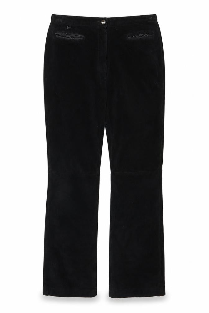 Kookai Women's Black Suede Trousers, Size 10, Classic Style
