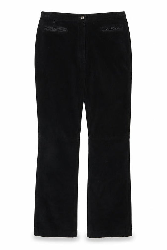 Kookai Women's Black Suede Trousers, Size 10, Classic Style