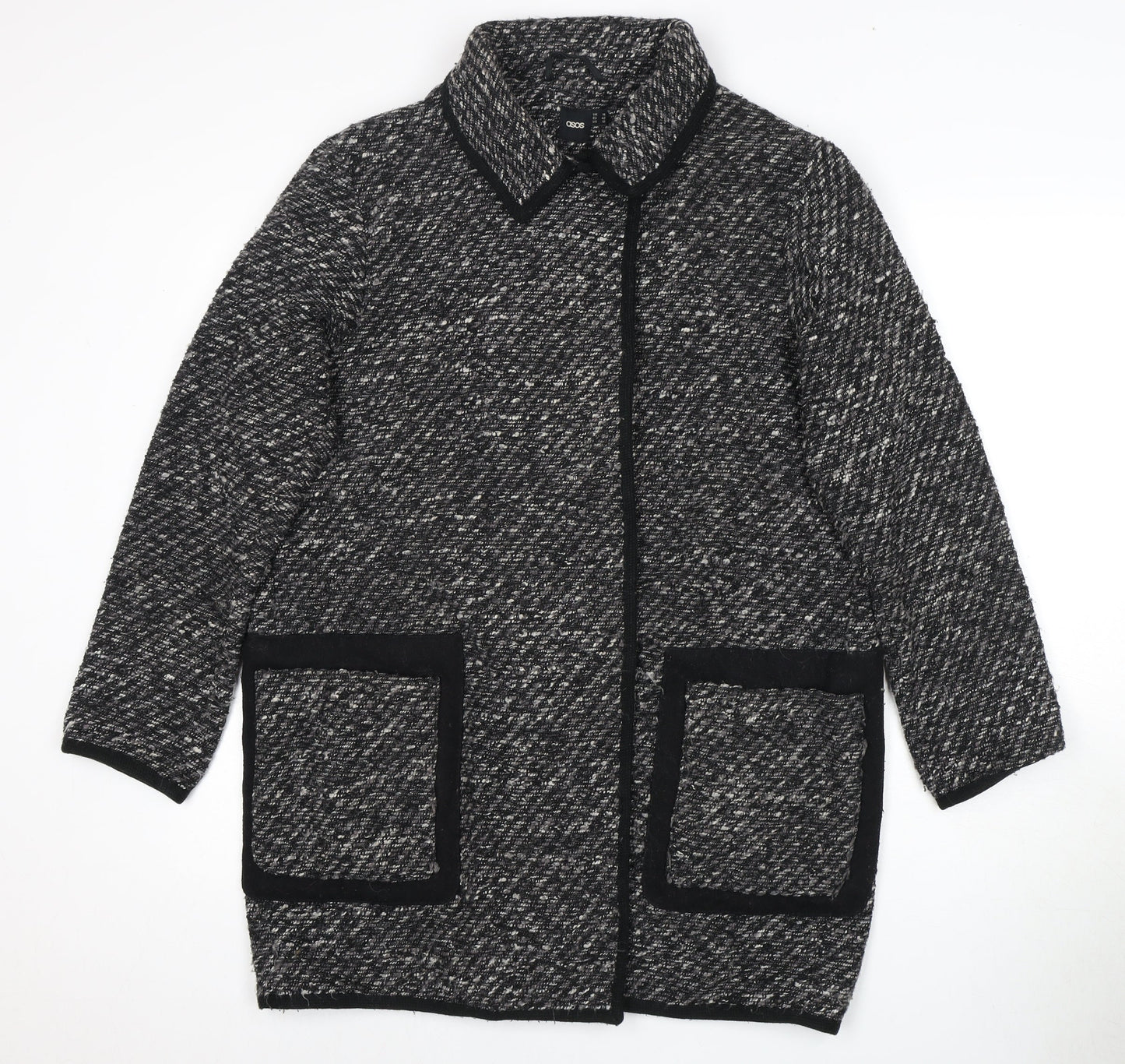 Asos Women's Black Mid-Length Wool Coat Size 14