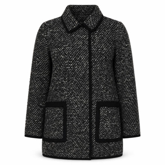 Front view of Asos Women's Black Mid-Length Wool Coat, size 14