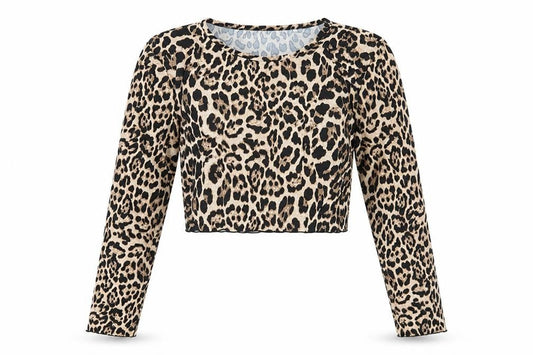 Front view of Urban Renewal Cropped Animal Print Blouse - Women M